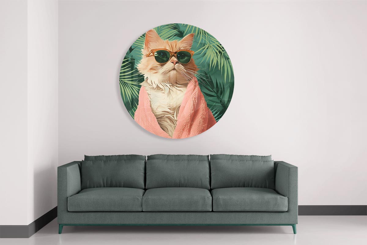 Tropische Kat Muurcirkel-WallArtistic