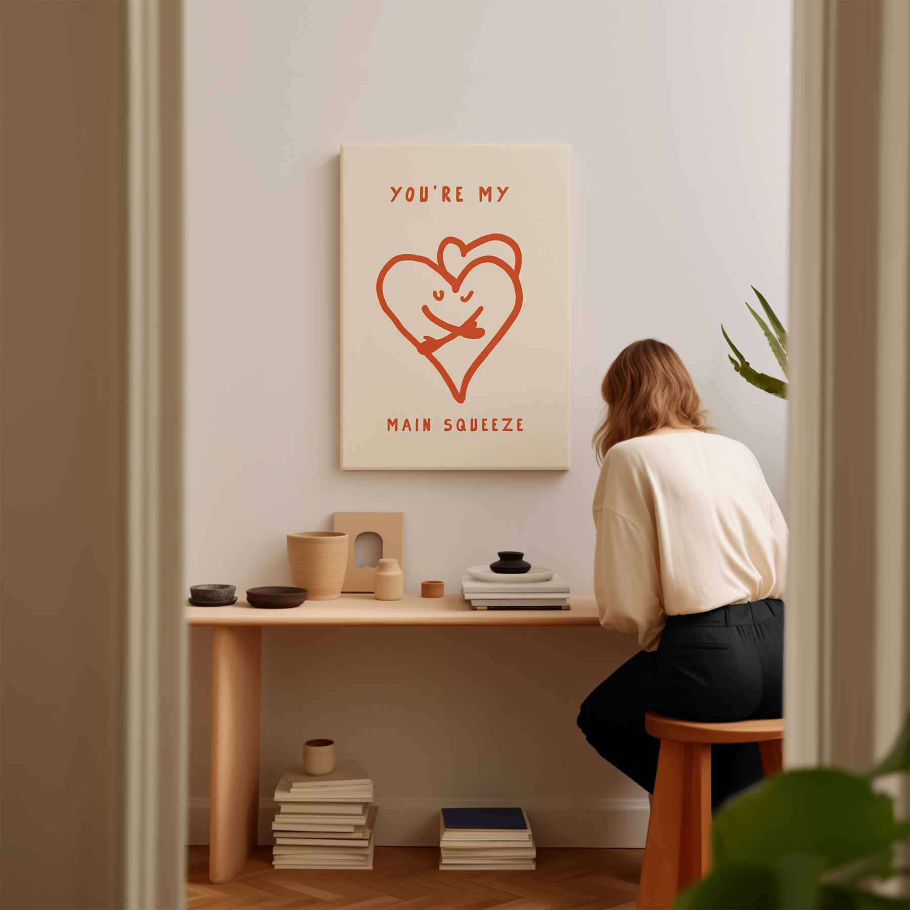 Knuffelend Hart Kunstwerk-canvas-dibond-plexiglas-wanddecoratie-WallArtistic