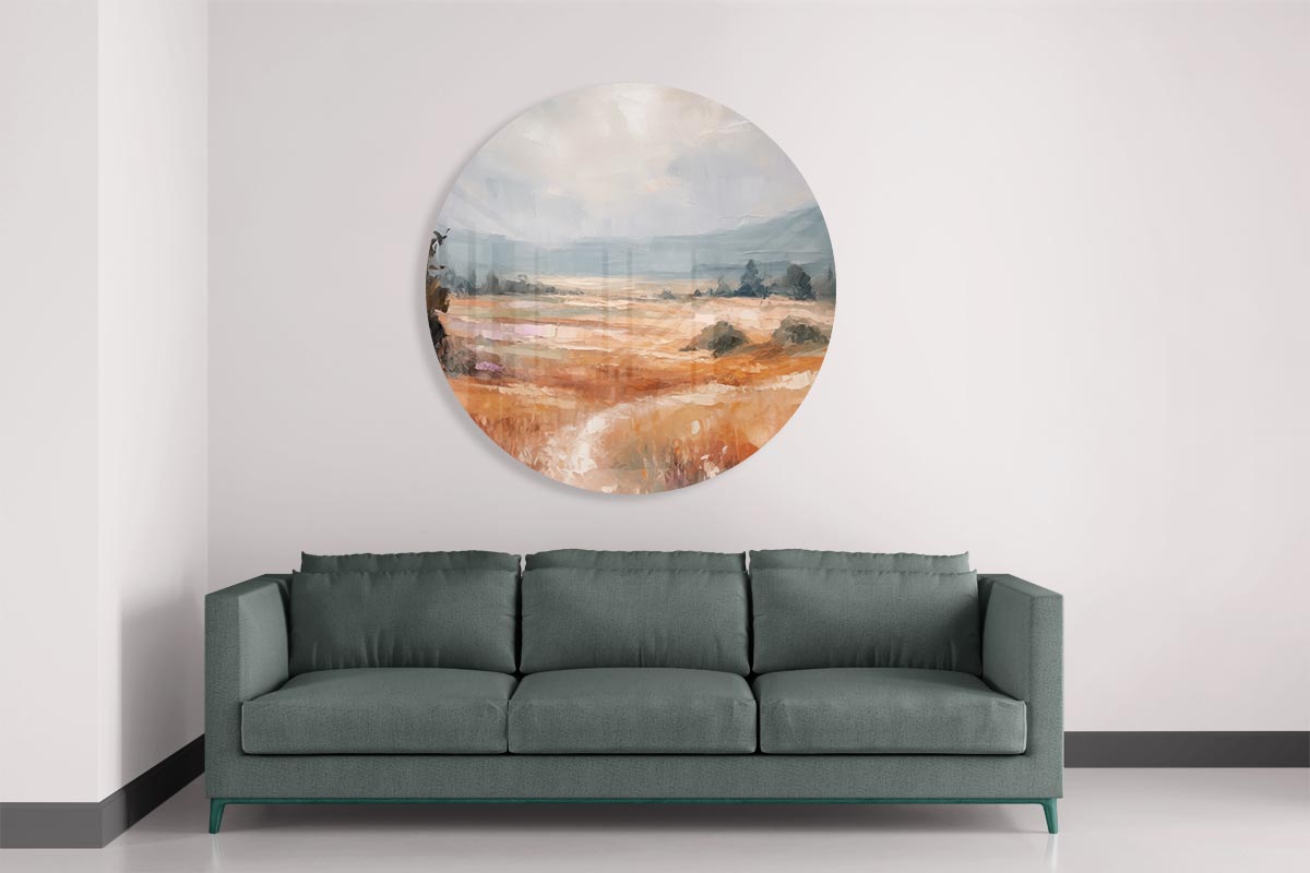 Rustieke Landschap Muurcirkel-WallArtistic