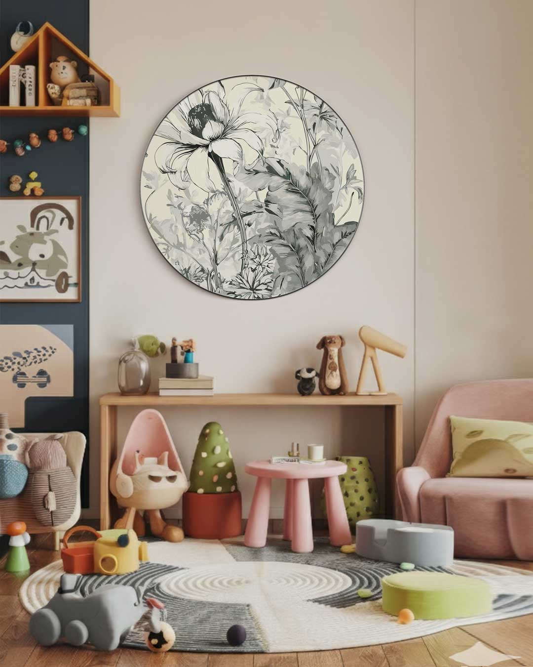 Bloemenpracht Wanddecoratie Muurcirkel-WallArtistic