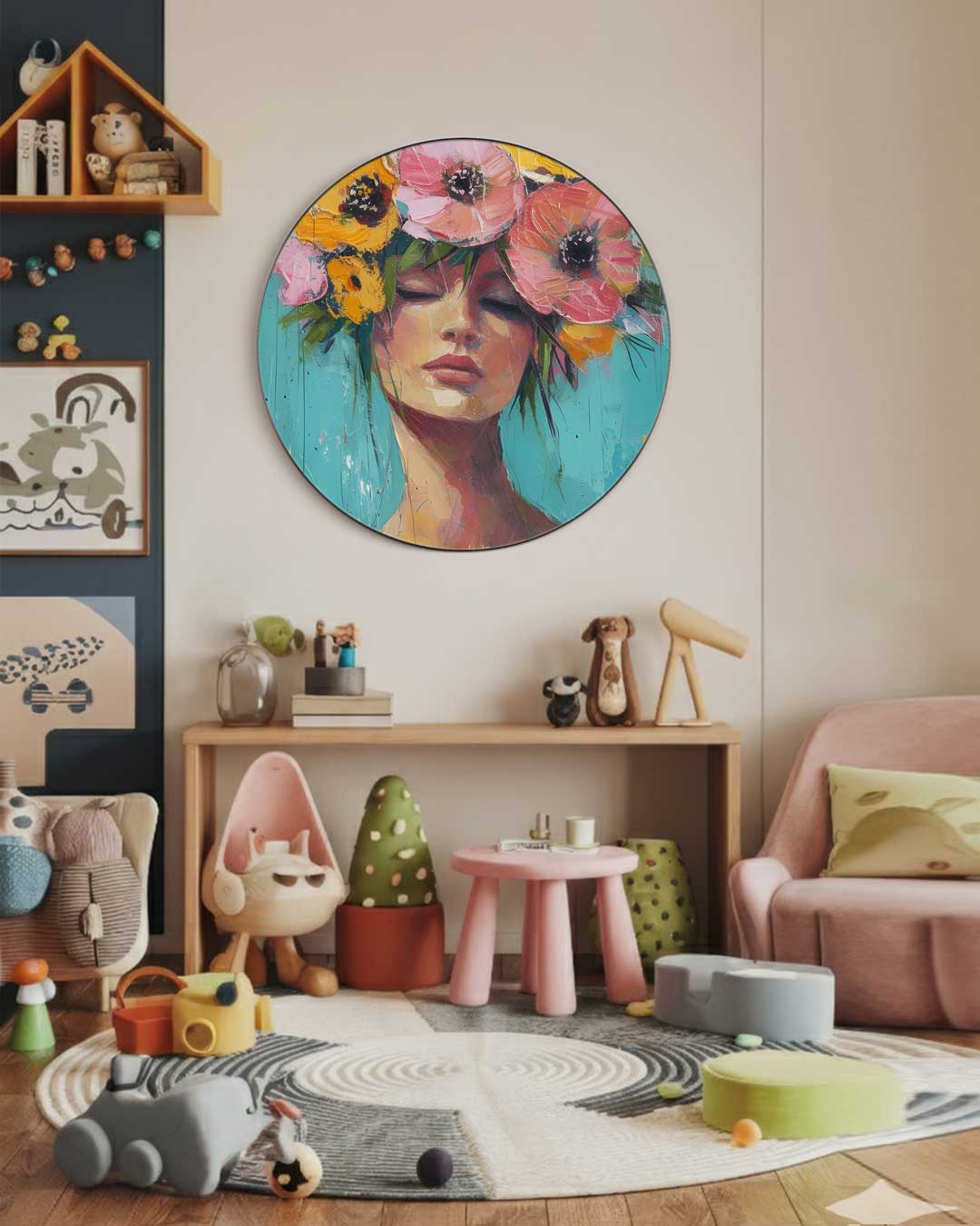 Bloemenhoofd Dromer Muurcirkel-WallArtistic