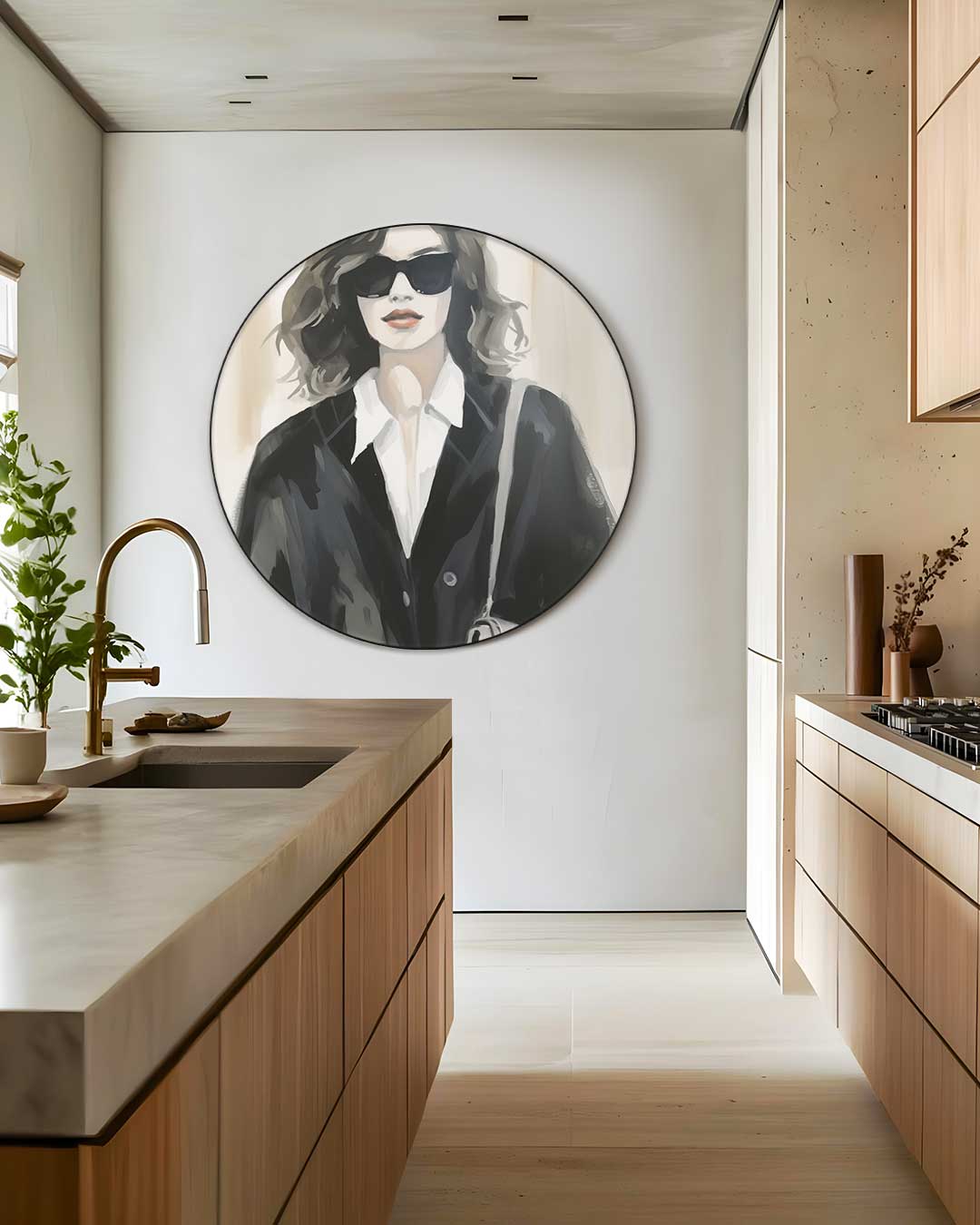 Stijlvolle Muurcirkel met Modefiguur-WallArtistic
