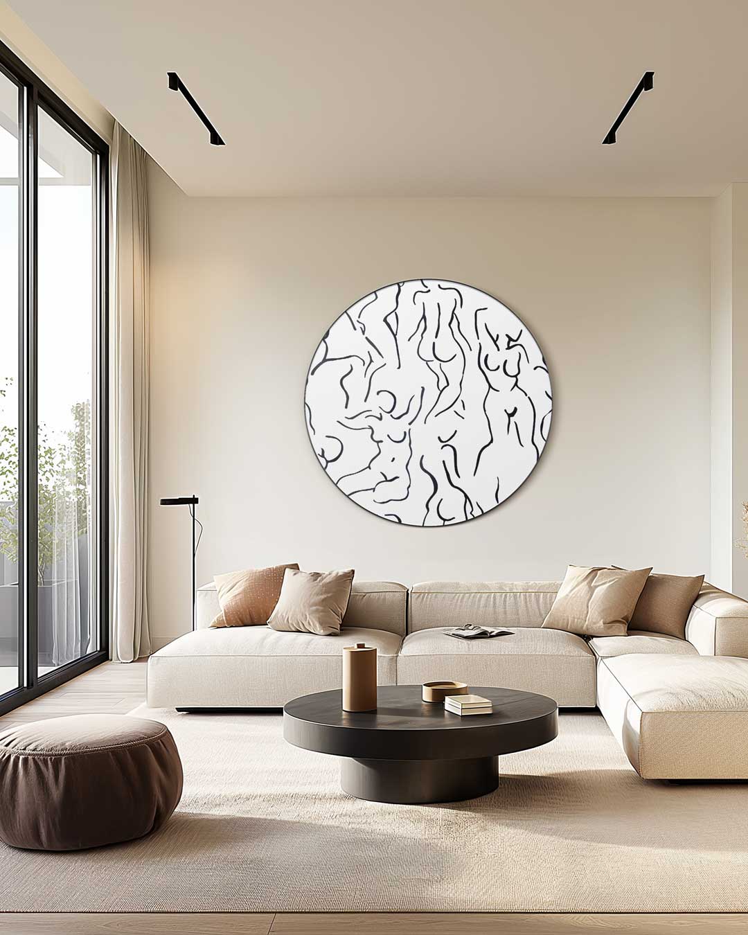Stijlvolle Zwart-wit Muurcirkel-WallArtistic