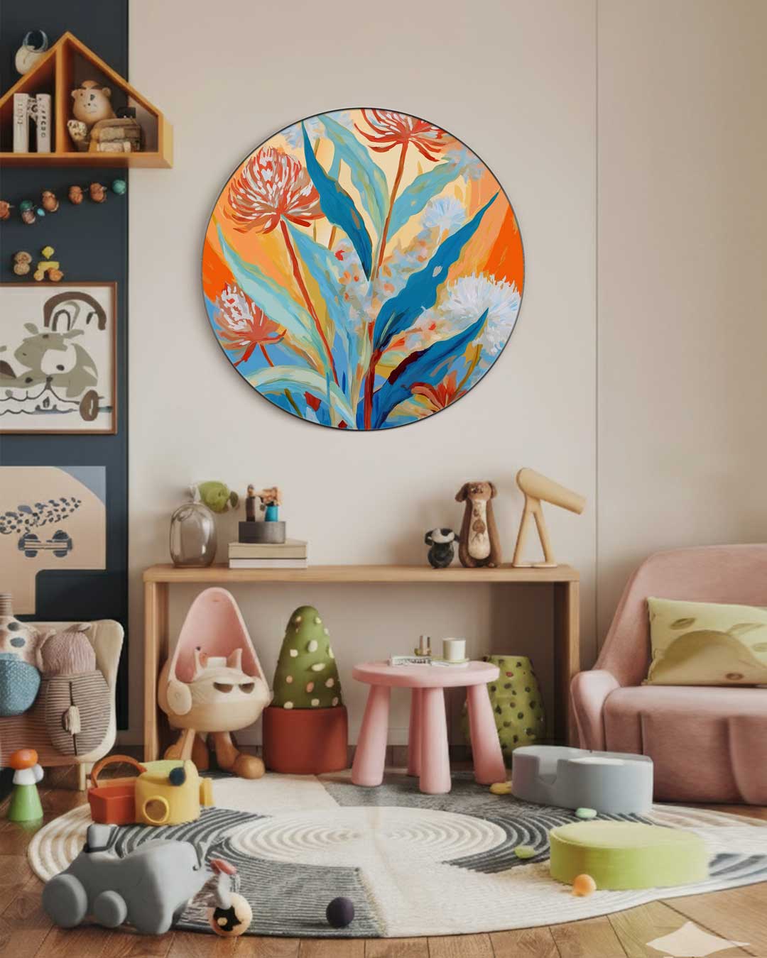 Kleurrijke Bloemen Muurcirkel-WallArtistic