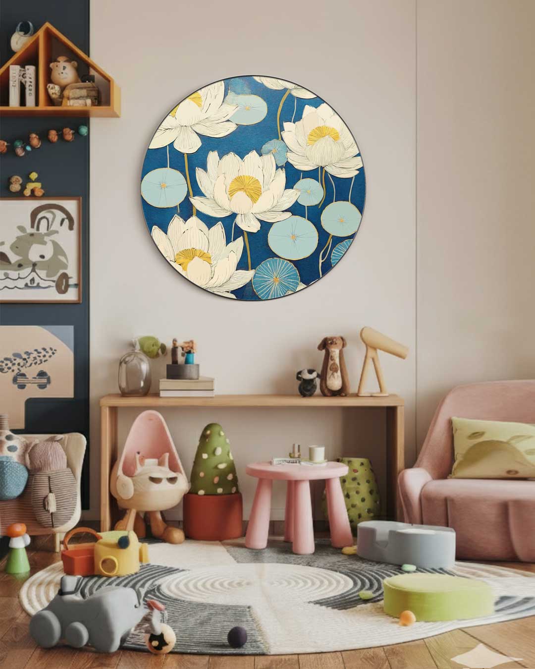Elegante Lotus Muurcirkel-WallArtistic