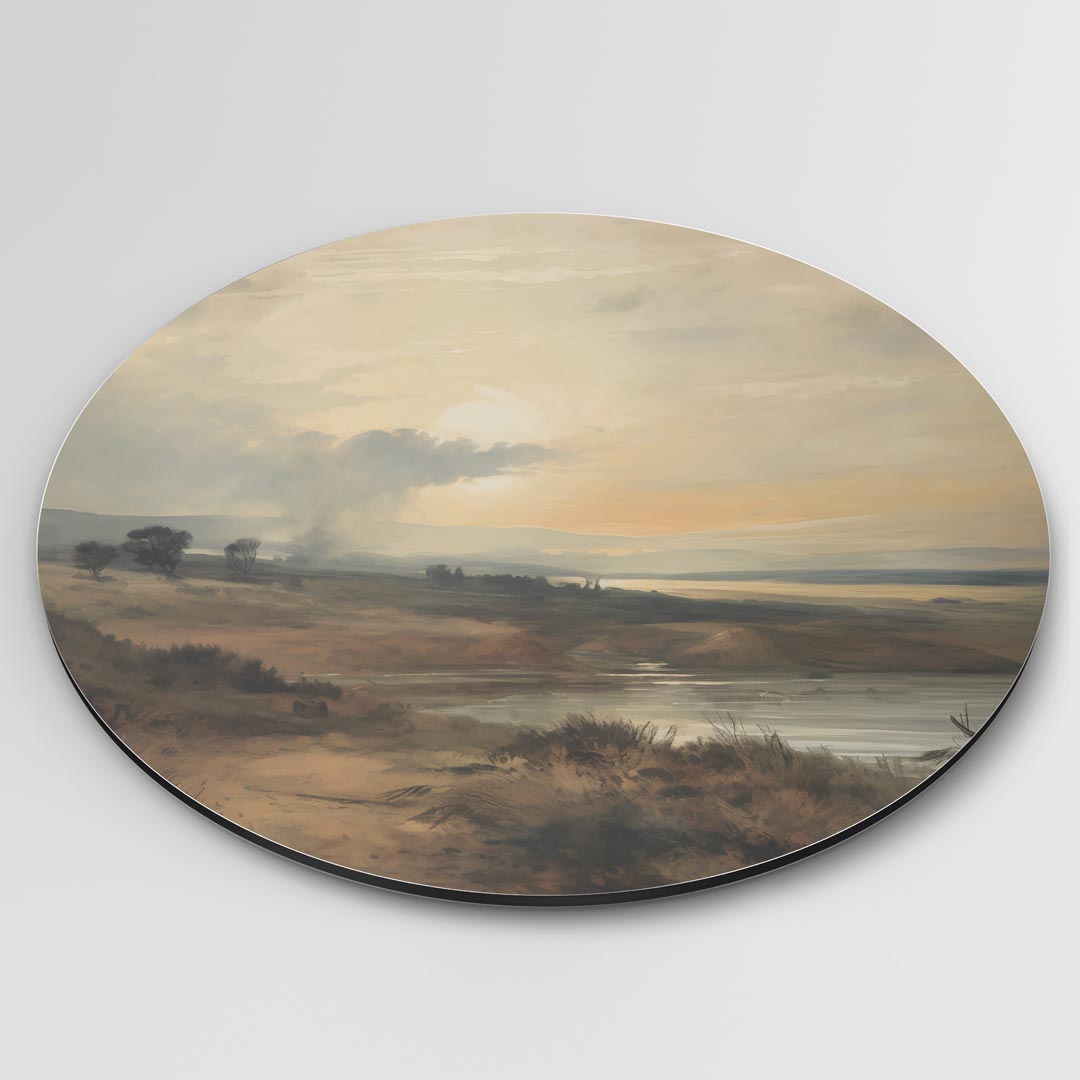 Warme Schemering Landschap Muurcirkel-WallArtistic