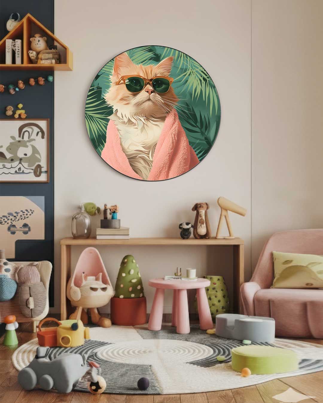 Tropische Kat Muurcirkel-WallArtistic