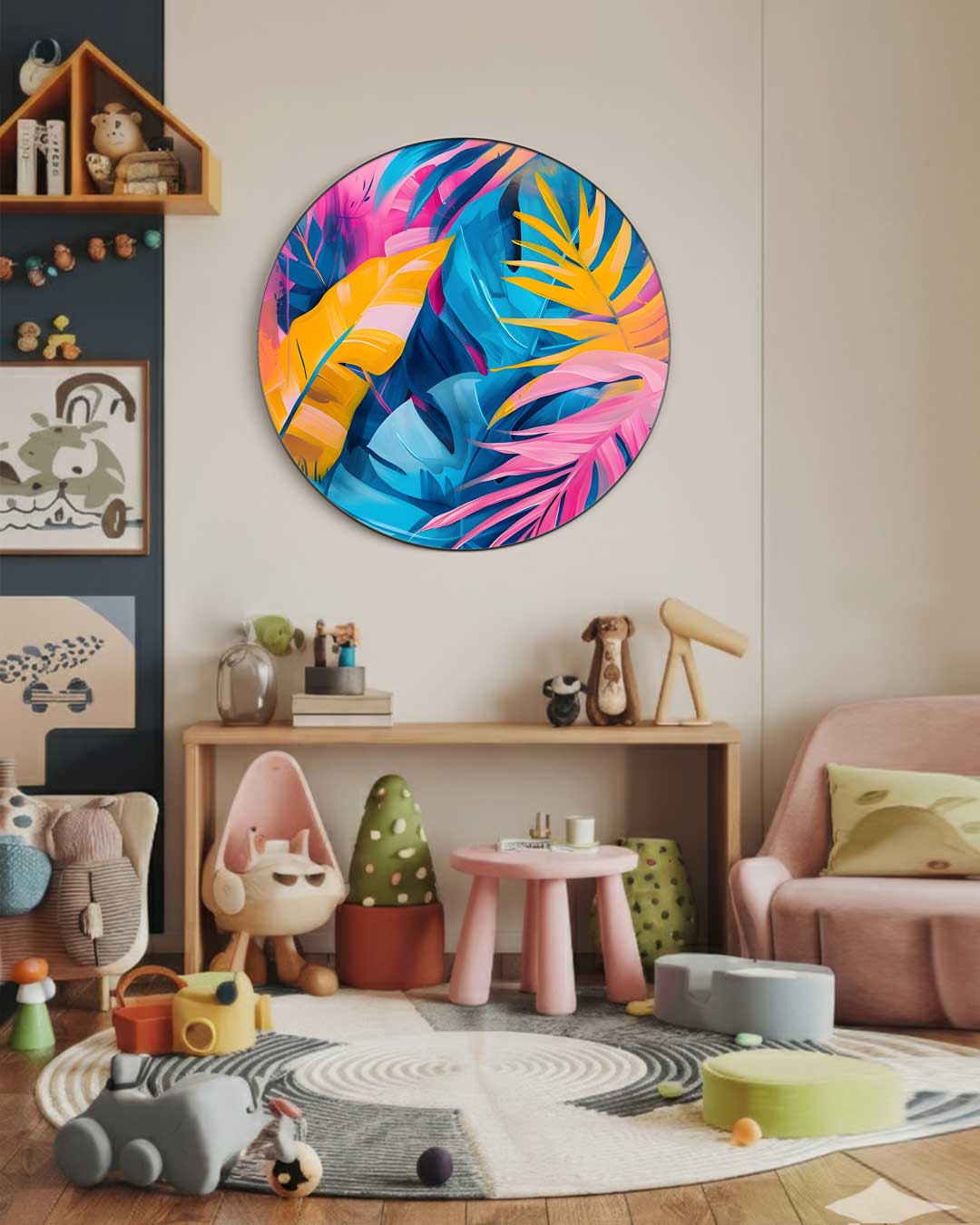 Tropische Kleurexplosie Muurcirkel-WallArtistic