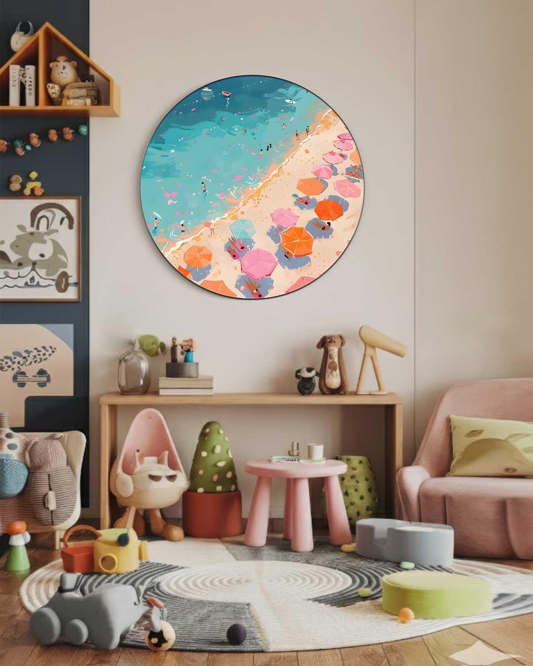 Zomerse Stranddag Muurcirkel-WallArtistic