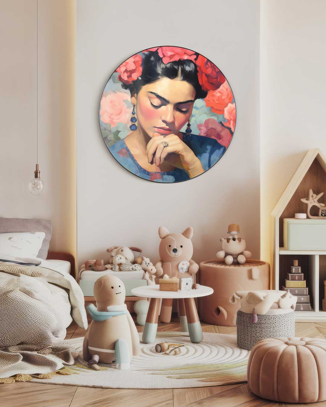 Dromerige Bloemenportret Muurcirkel-WallArtistic