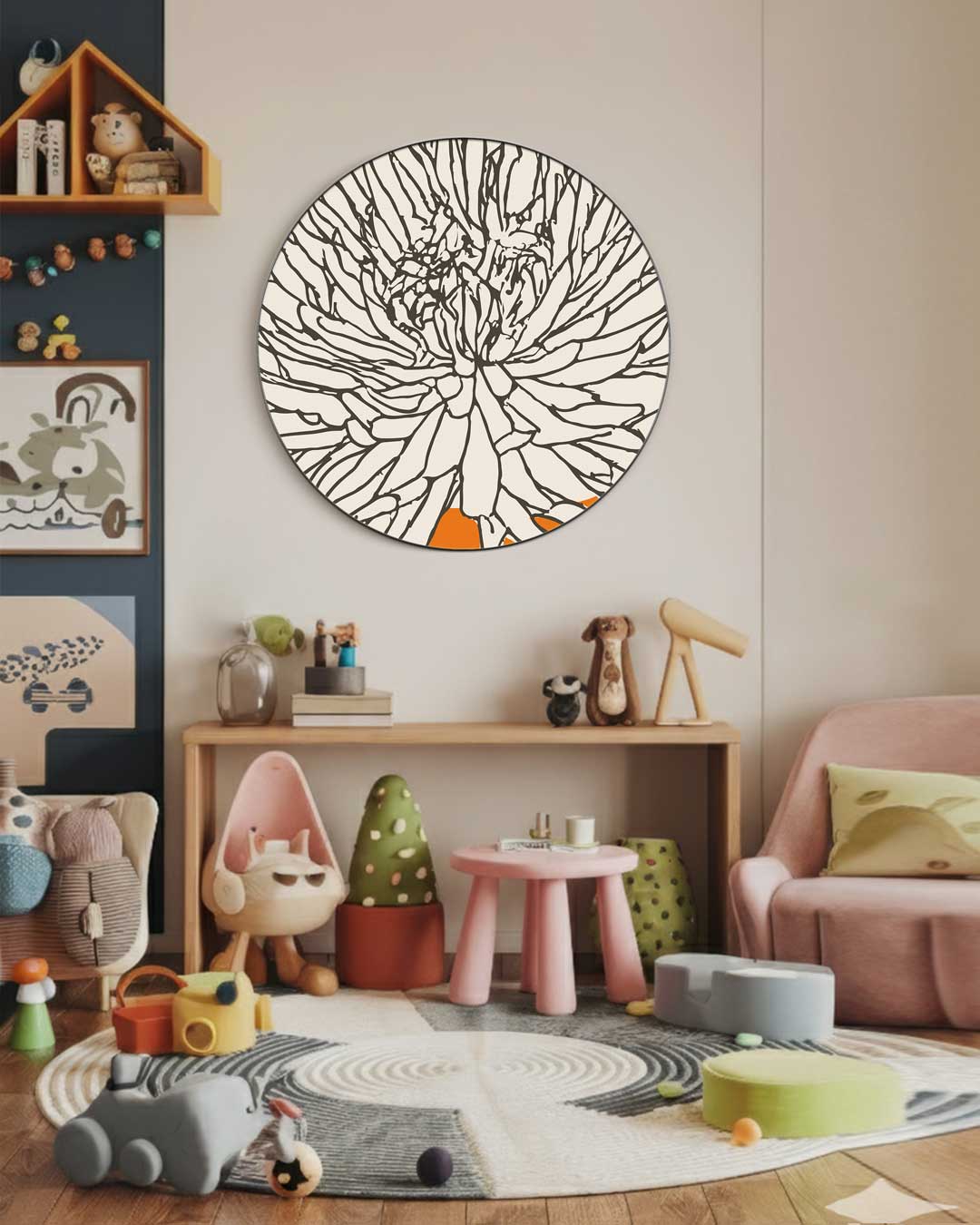 Bloemige Muurcirkel-WallArtistic