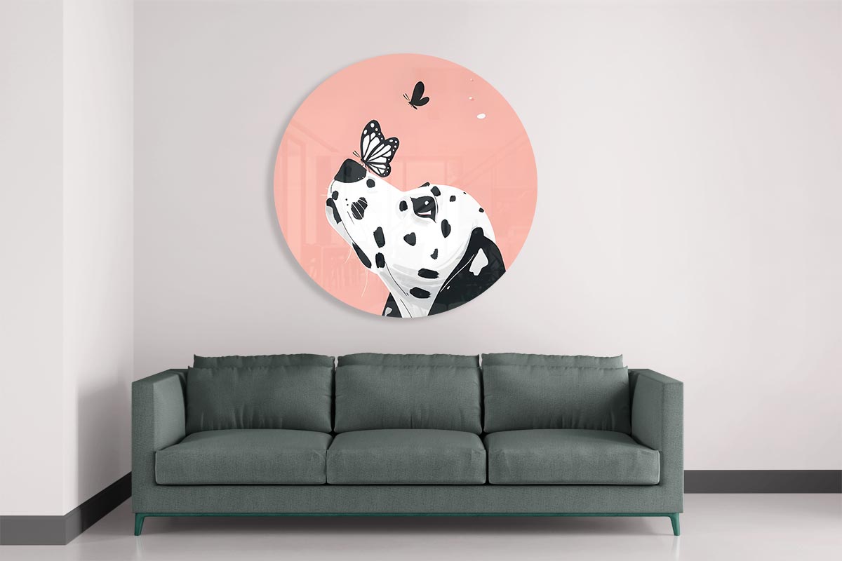Dalmatier met Vlinders Muurcirkel-WallArtistic