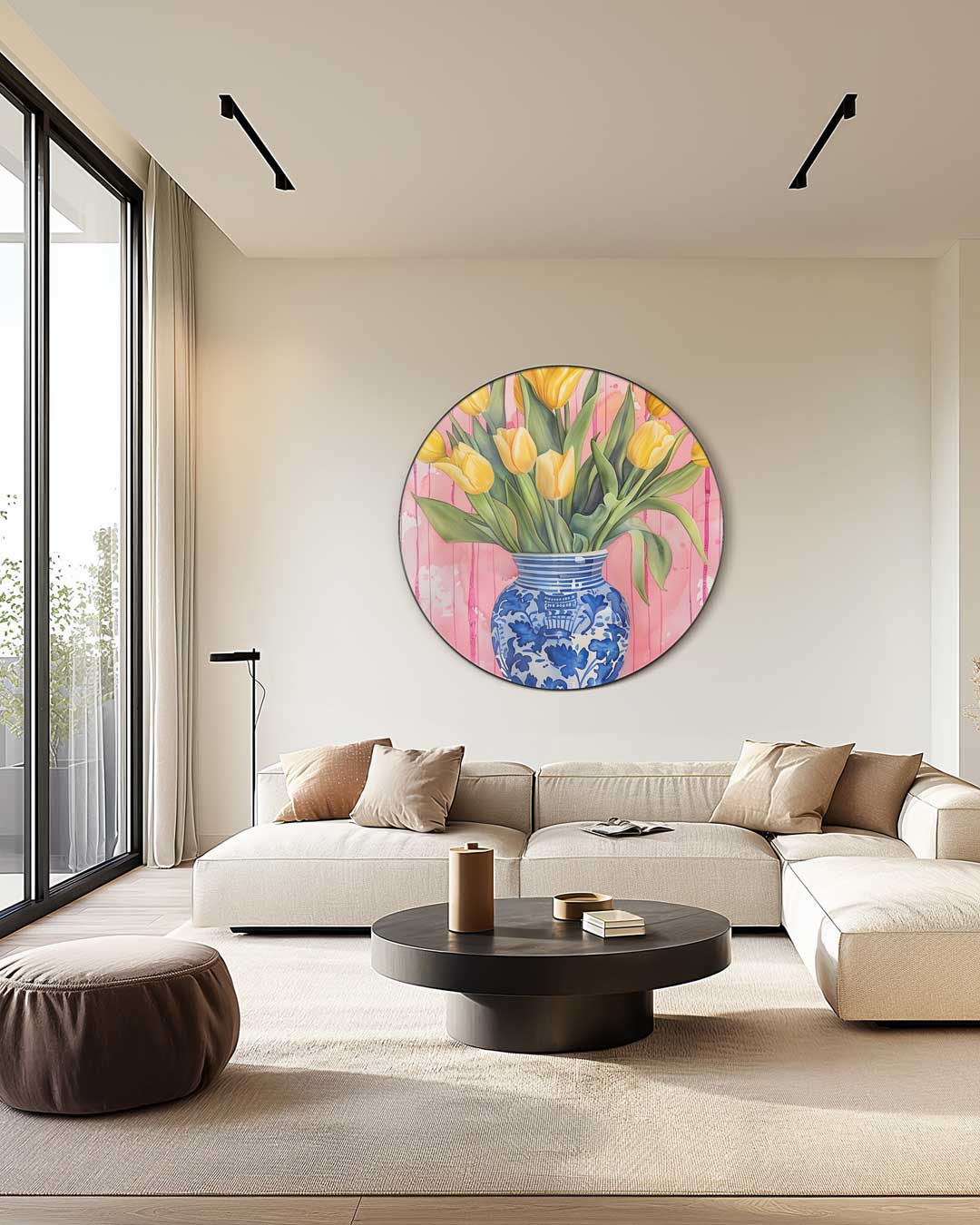 Bloemrijke Tulpen Muurcirkel-WallArtistic