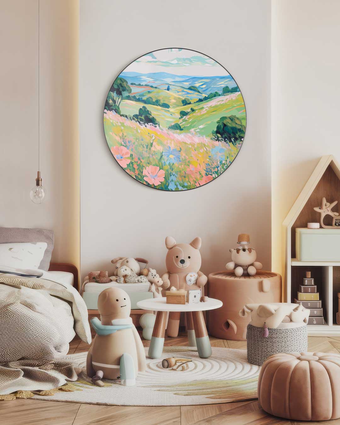 Vrolijke Bloemenweide Muurcirkel-WallArtistic