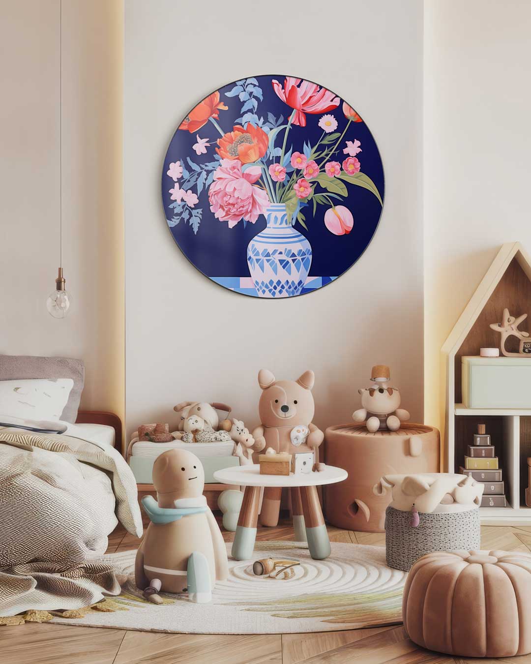 Bloemenpracht In Vaas Muurcirkel-WallArtistic