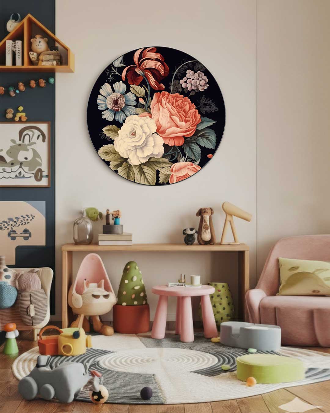 Bloemrijke Muurcirkel-WallArtistic