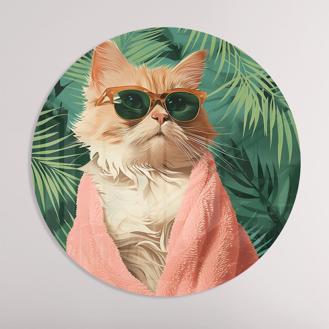 Tropische Kat Muurcirkel-WallArtistic