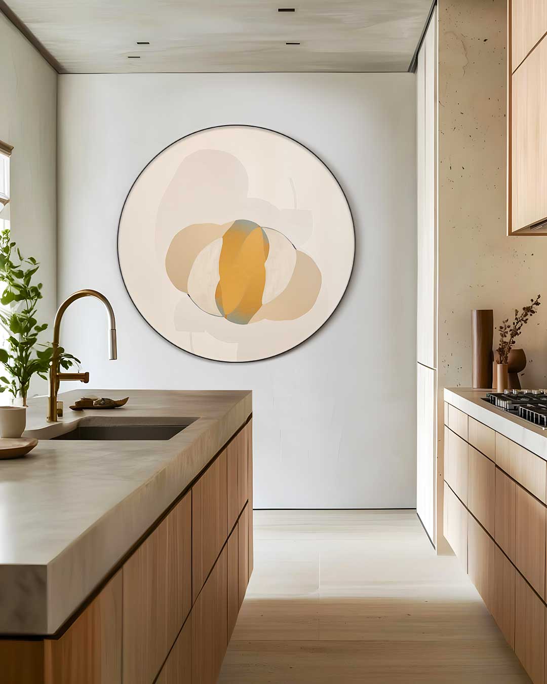 Stijlvolle Beige Muurcirkel-WallArtistic