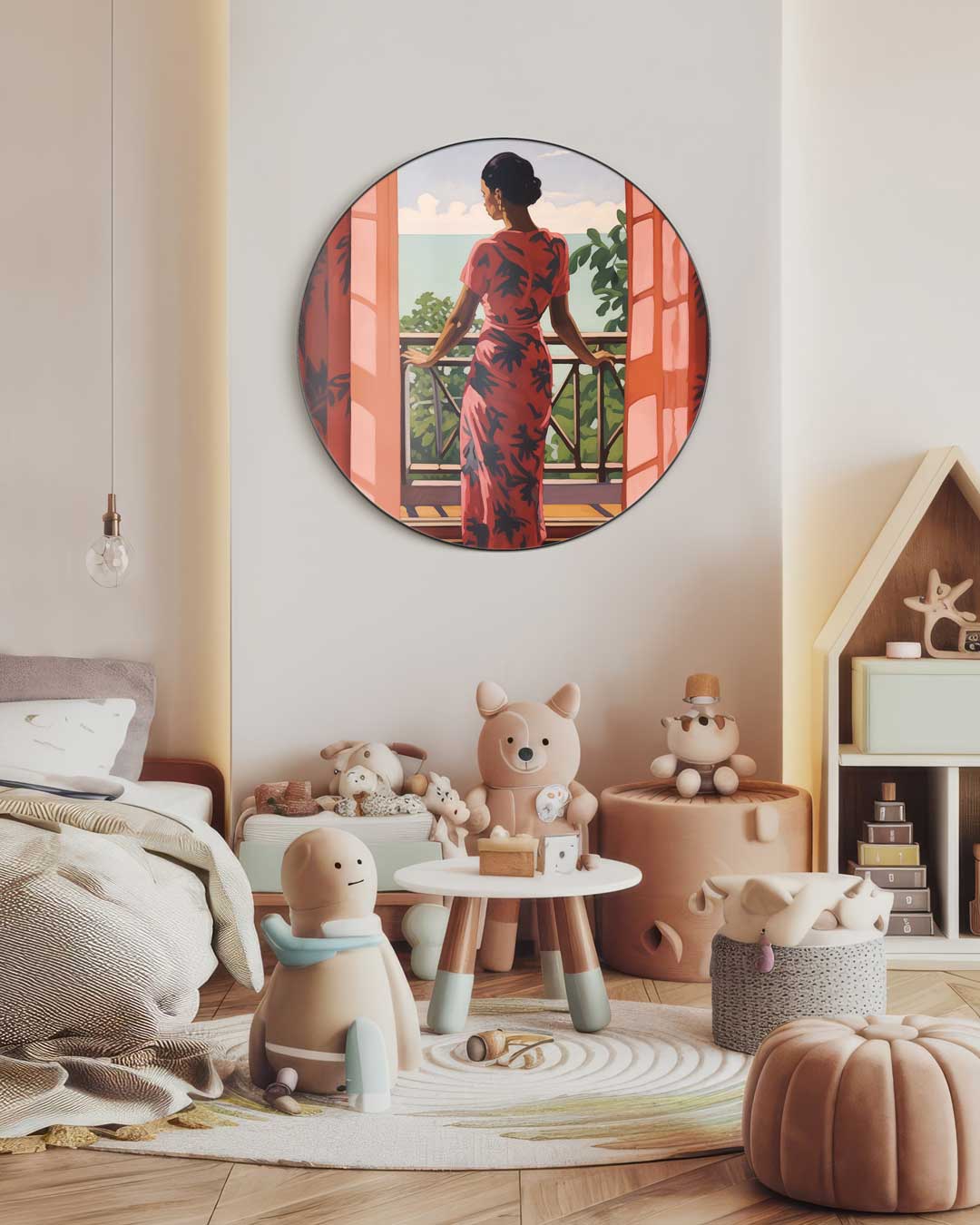 Vrouwelijke Elegantie Muurcirkel-WallArtistic