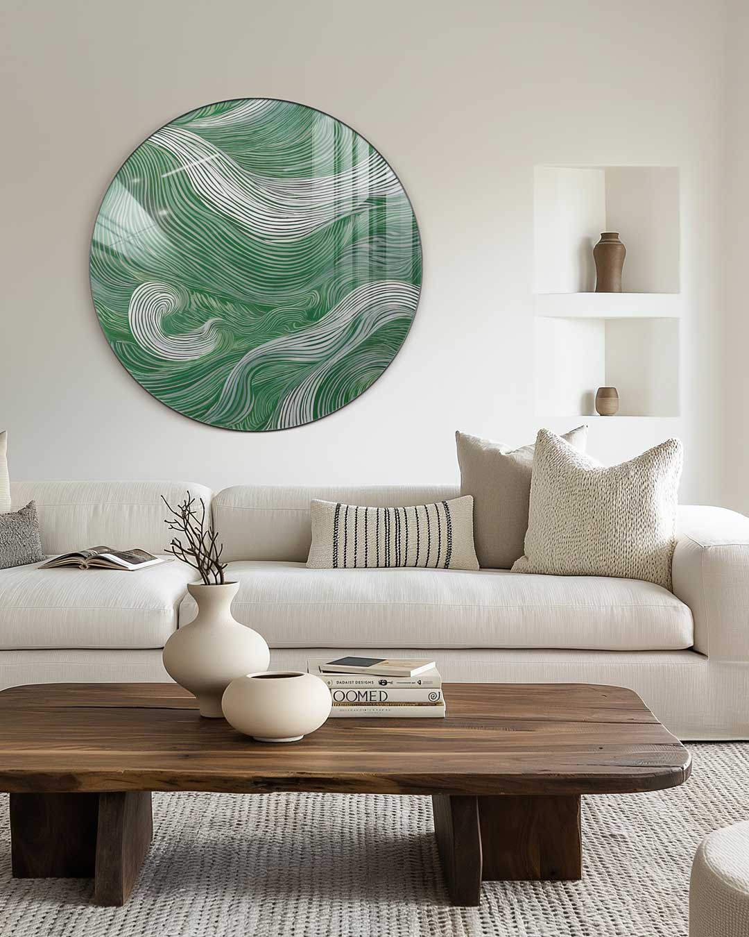 Groene Golven Muurcirkel-WallArtistic