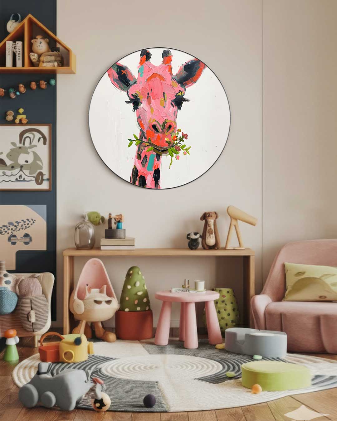 Vrolijke Giraffe Muurcirkel-WallArtistic