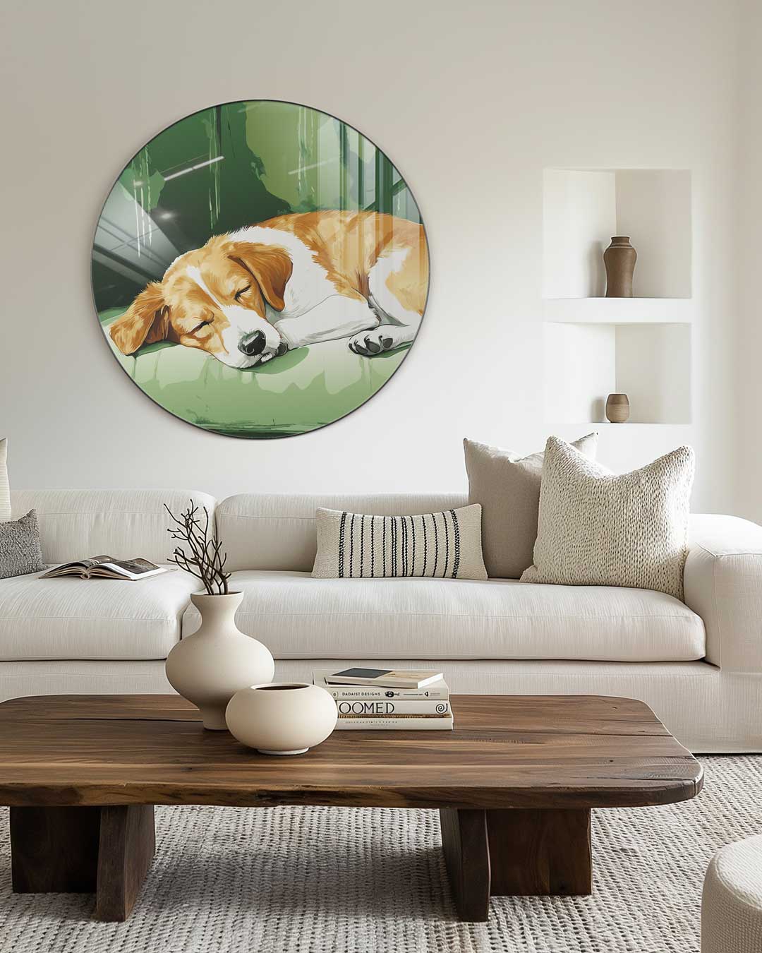 Snoezige Hond Muurcirkel-WallArtistic