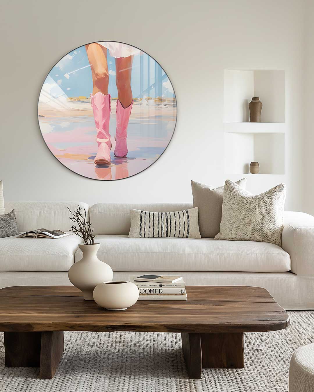 Roze Cowboy Wanddecoratie Muurcirkel-WallArtistic