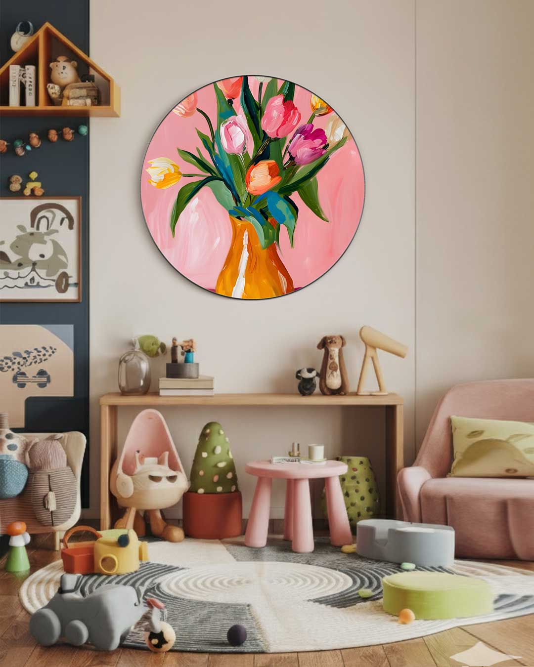Bloeiende Tulpen Muurcirkel-WallArtistic