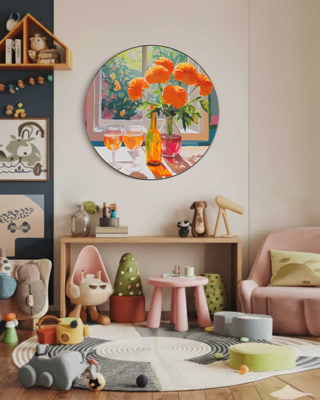 Zomerse Bloemenpracht Muurcirkel-WallArtistic