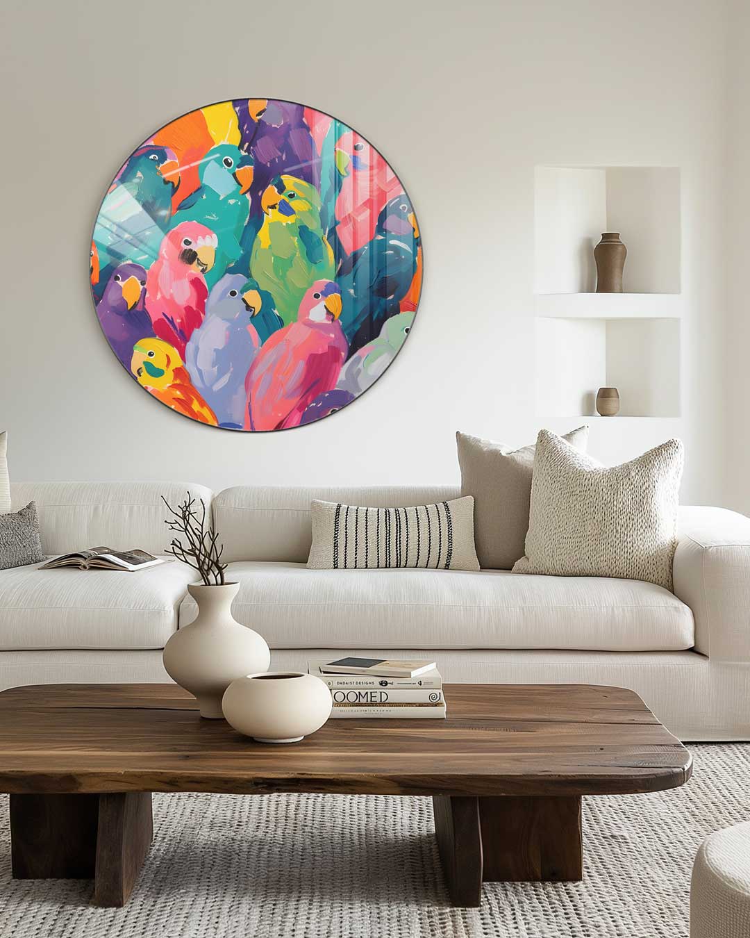 Kleurrijke Papegaaien Muurcirkel-WallArtistic