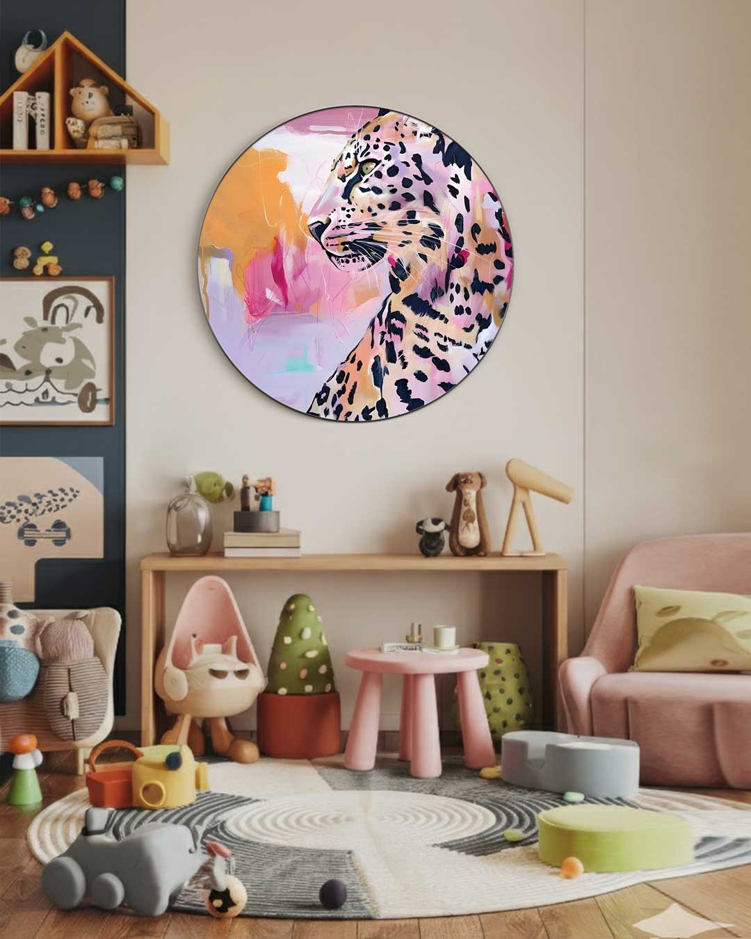Kleurrijke Luipaard Muurcirkel-WallArtistic