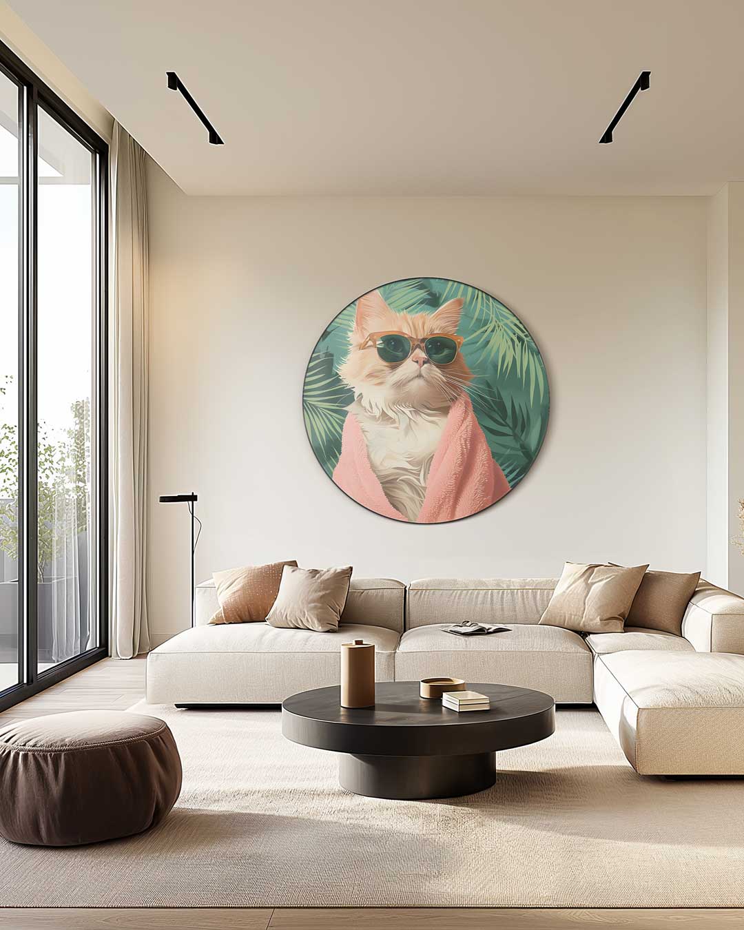 Tropische Kat Muurcirkel-WallArtistic
