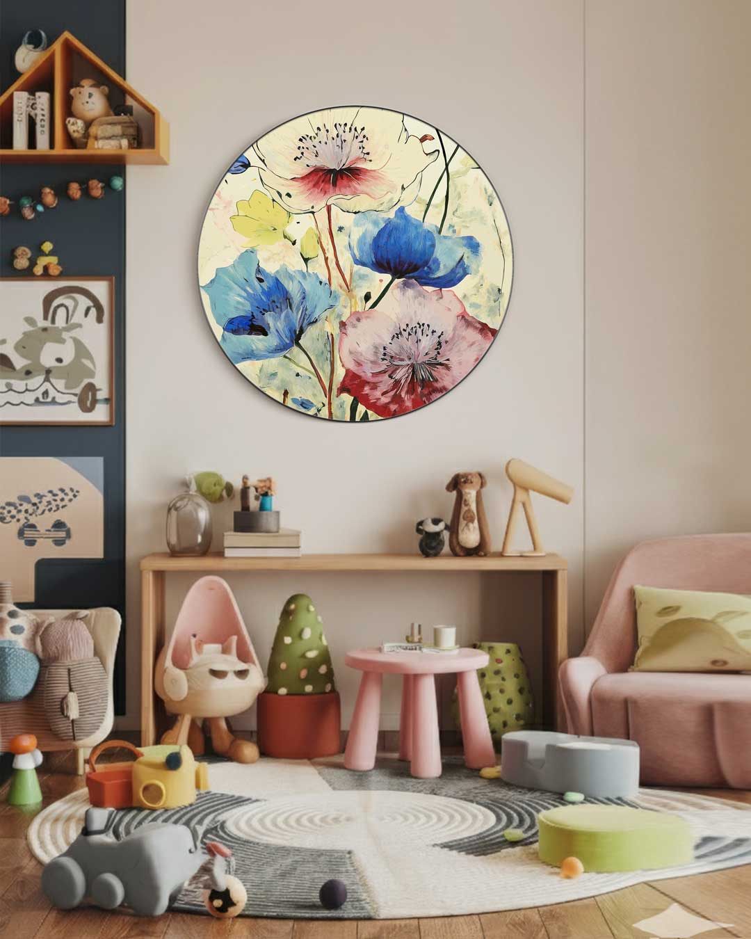 Bloemrijke Artistieke Muurcirkel-WallArtistic