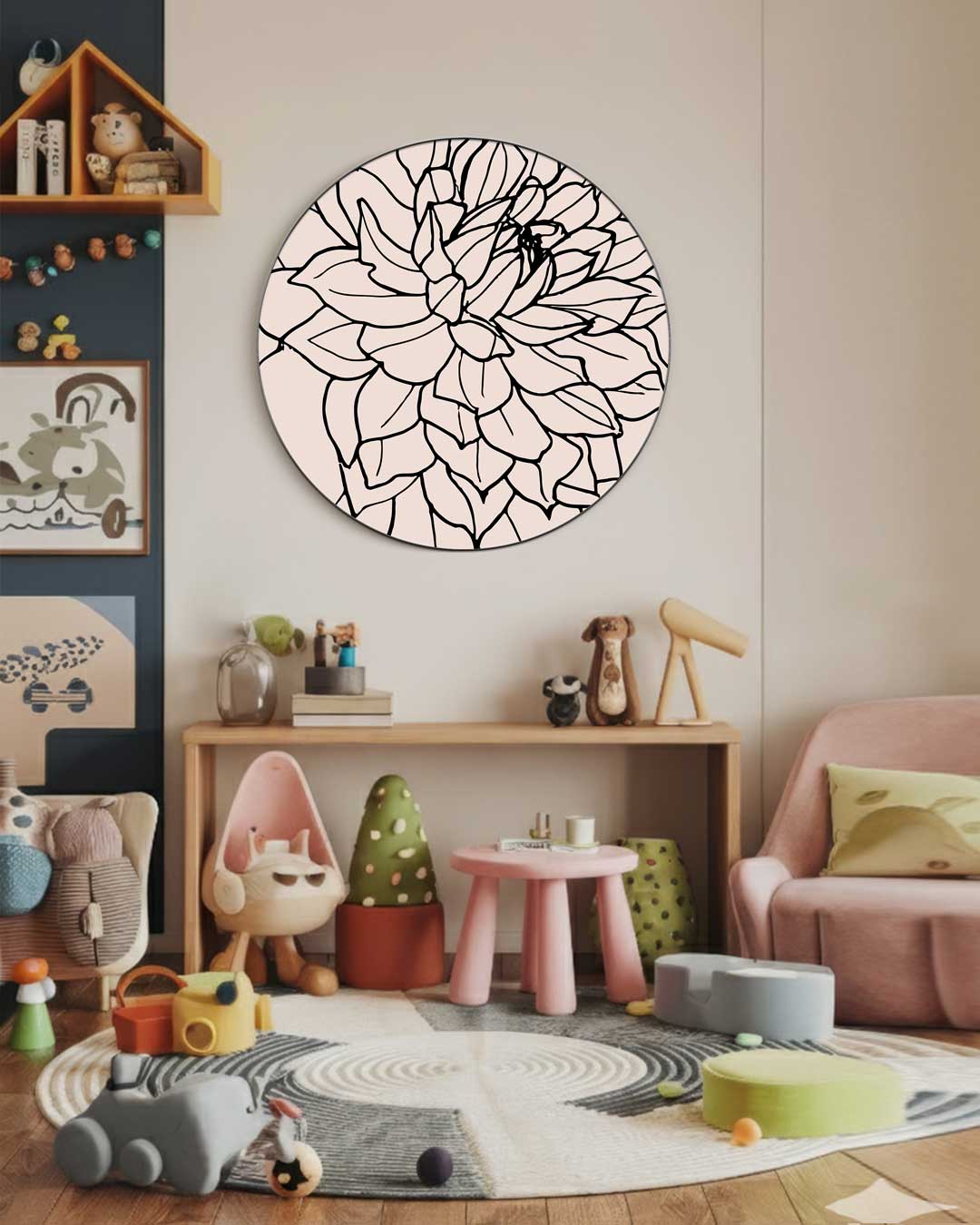 Elegant Bloemenpatroon Muurcirkel-WallArtistic