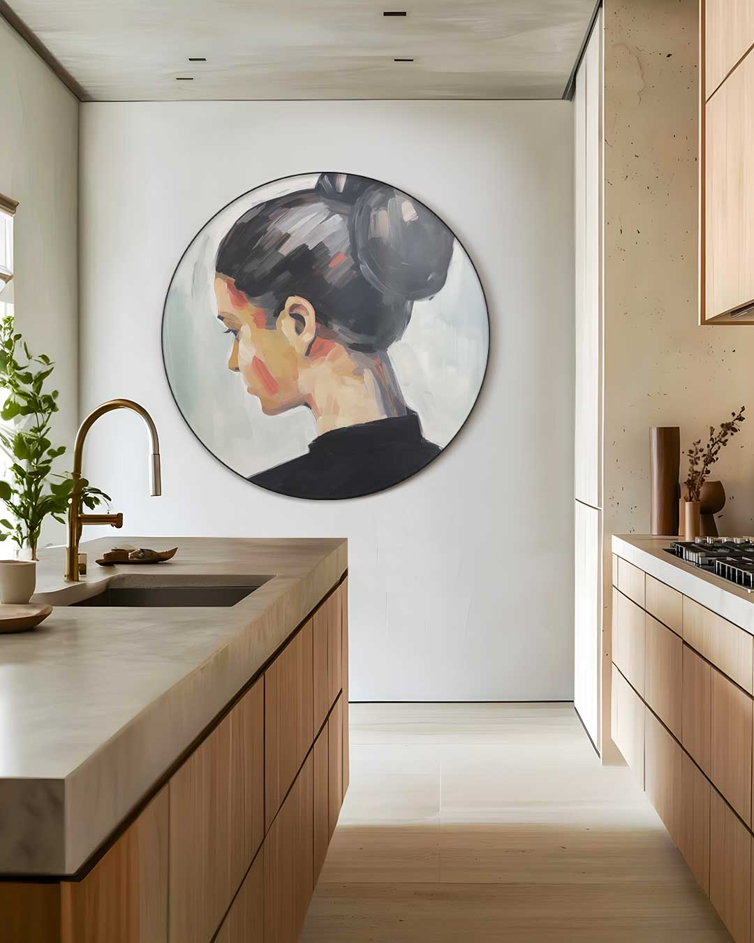 Elegante Vrouwelijk Portret Muurcirkel-WallArtistic