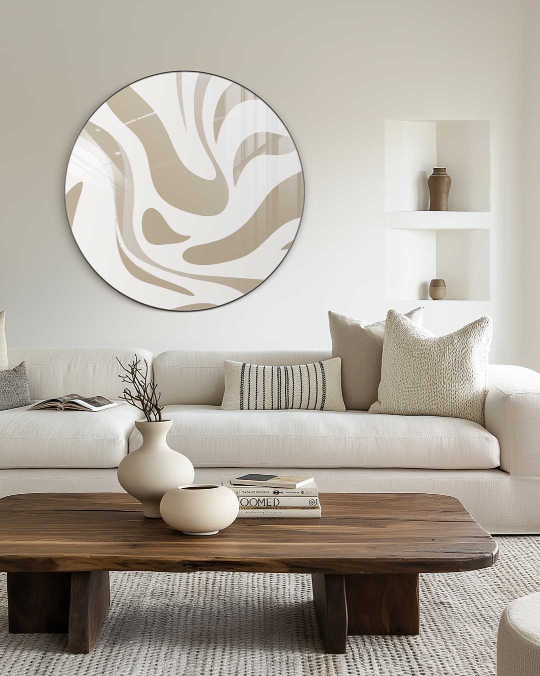 Stijlvolle Beige Muurcirkel-WallArtistic