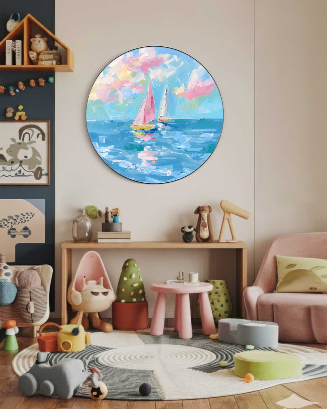 Zeilavontuur op Zee Muurcirkel-WallArtistic