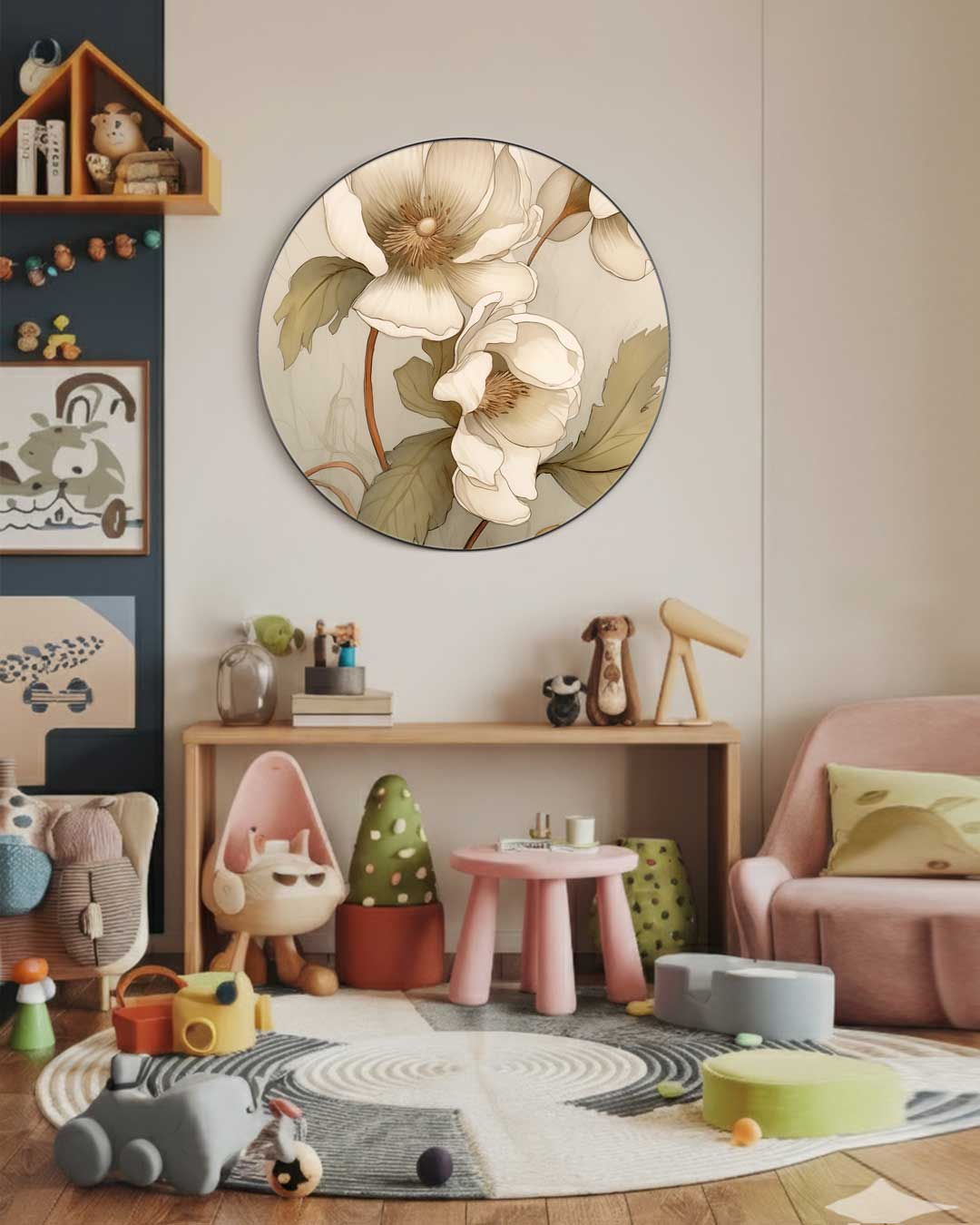 Elegante Bloemen Muurcirkel-WallArtistic