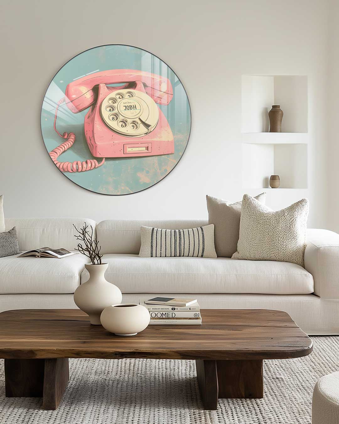 Retro Telefoon Muurcirkel-WallArtistic