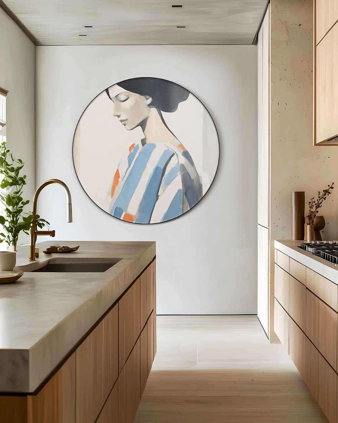 Stijlvolle Muurcirkel Met Vrouwelijk Portret-WallArtistic