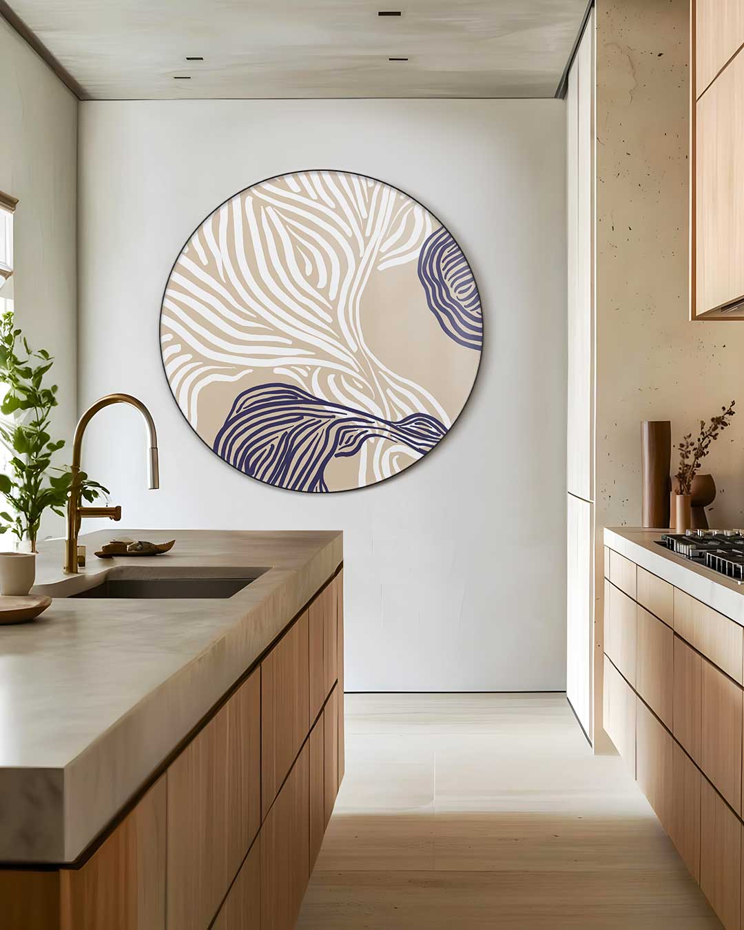 Zebra Golven Muurcirkel-WallArtistic