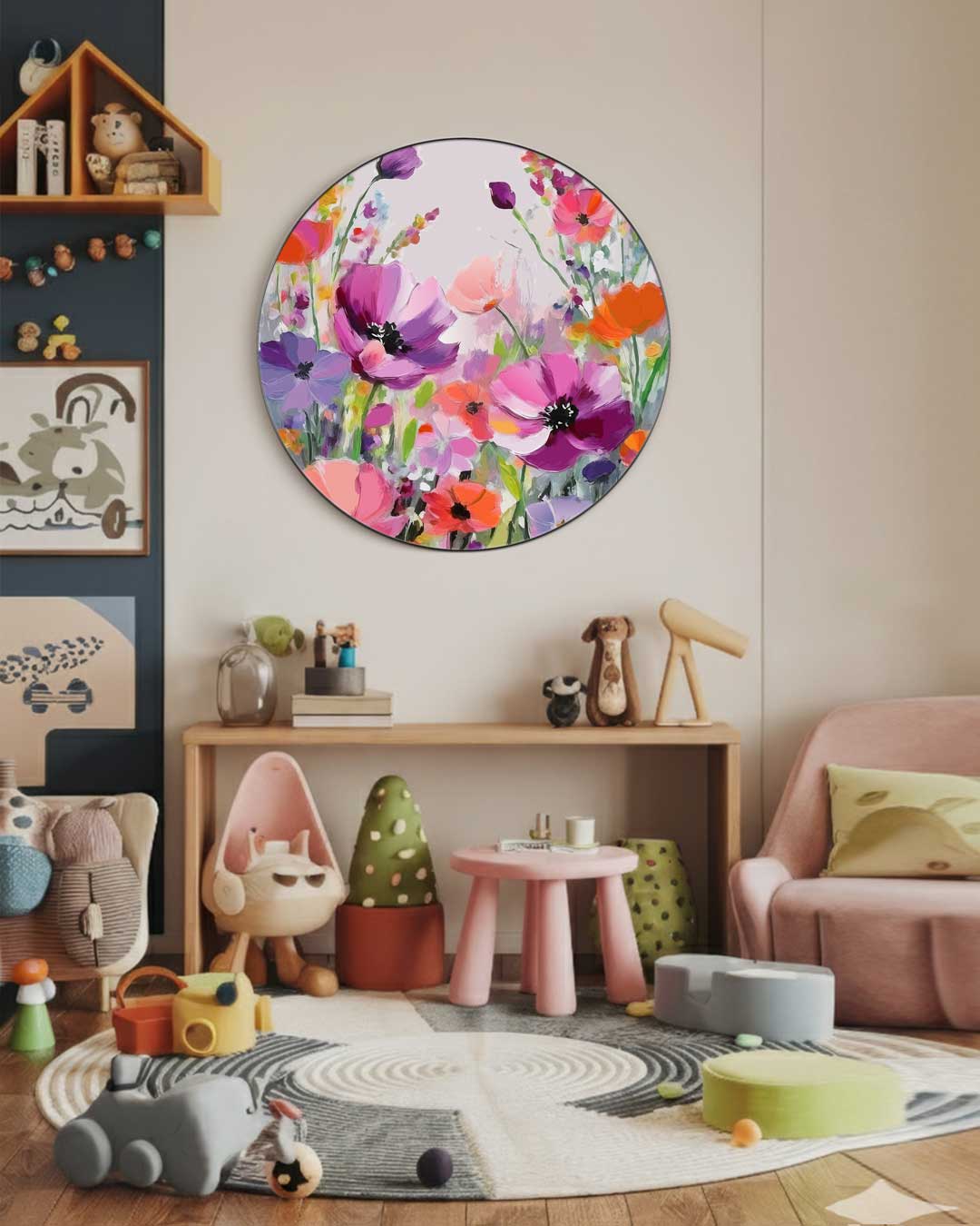 Kleurrijke Bloemen Muurcirkel-WallArtistic