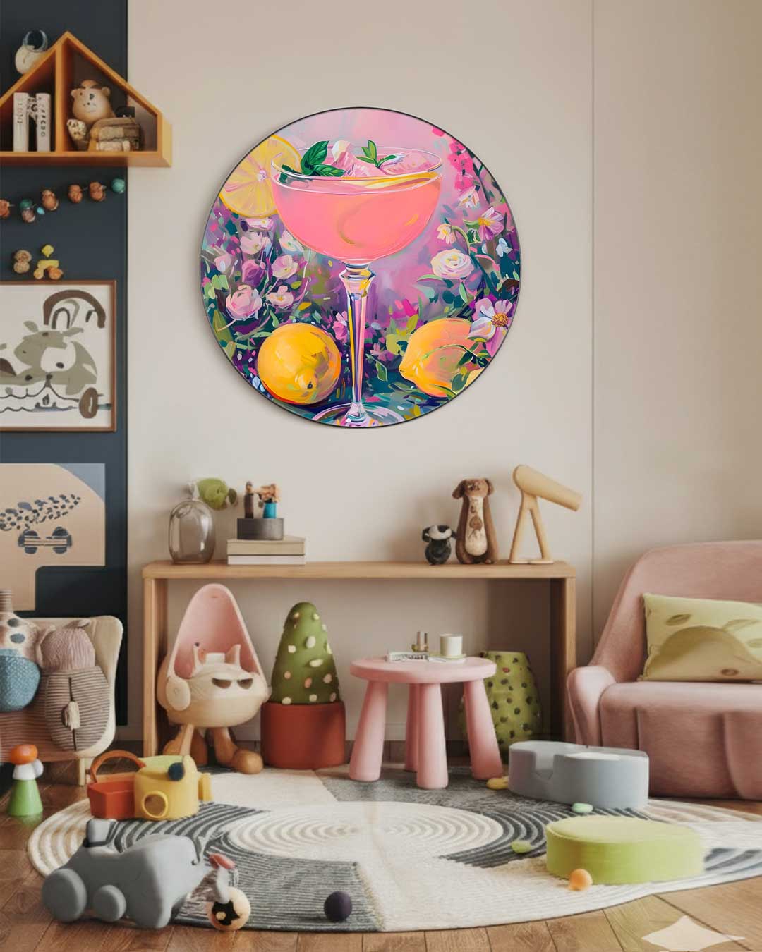 Zomerse Bloesem Cocktail Muurcirkel-WallArtistic