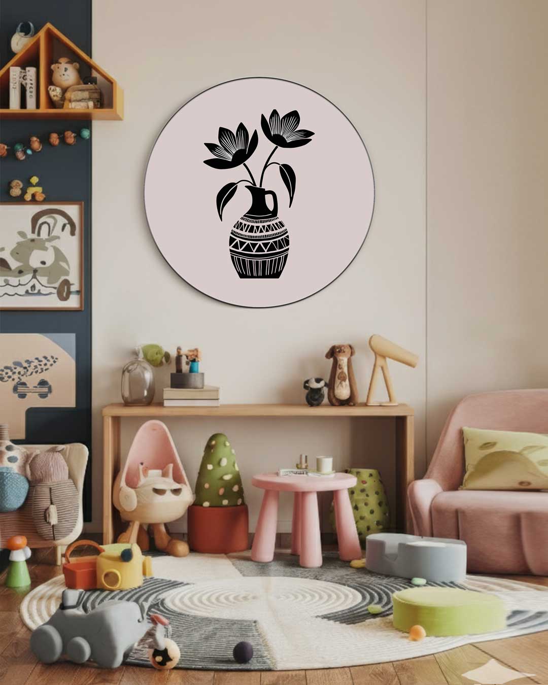 Elegant Florale Muurcirkel-WallArtistic