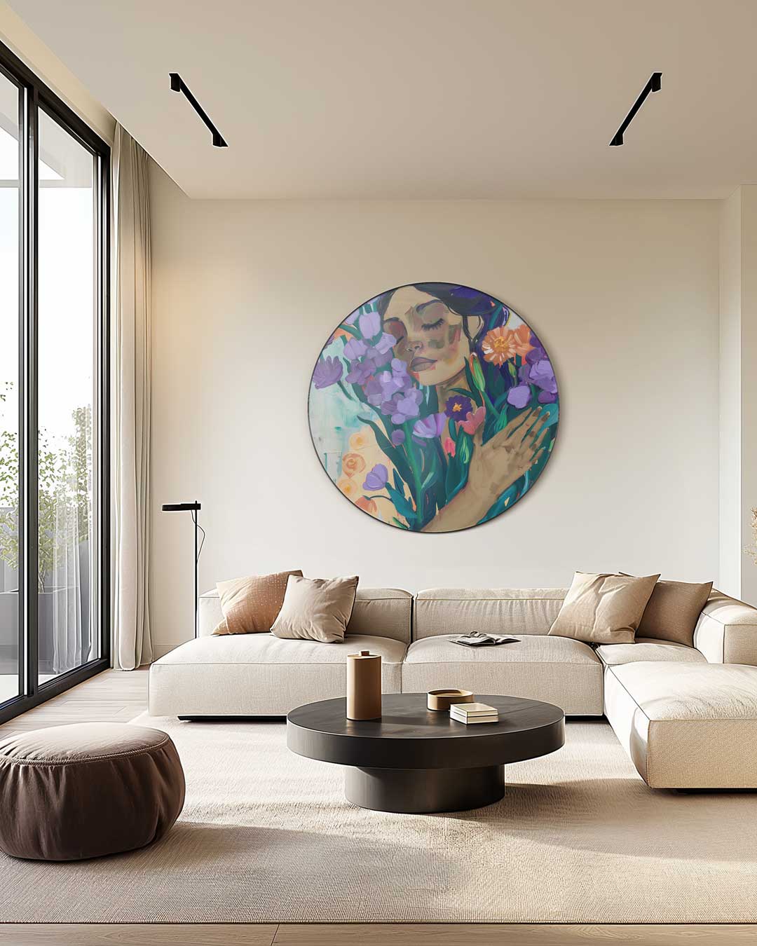 Dromerige Bloemenpracht Muurcirkel-WallArtistic