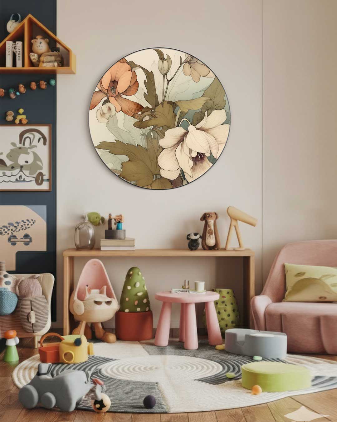 Vleugje Bloemenpracht Muurcirkel-WallArtistic