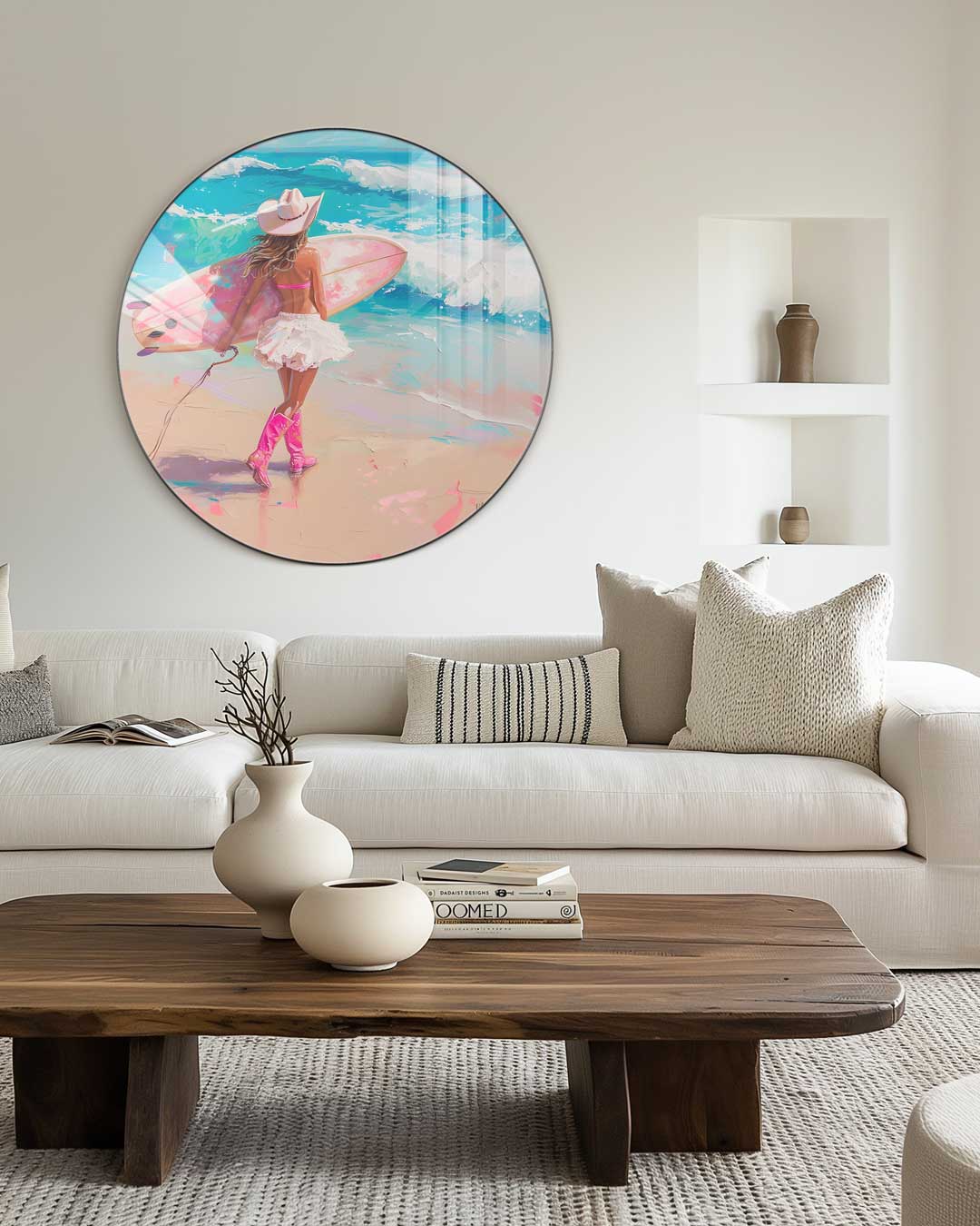 Cowgirl Surf Vibes Muurcirkel-WallArtistic
