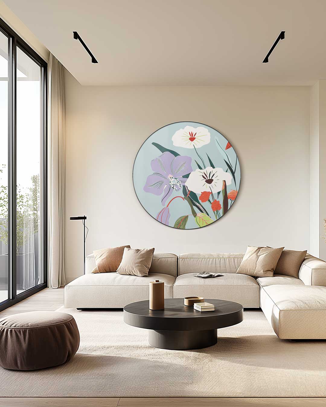 Botanische Bloemencirkel Muurcirkel-WallArtistic