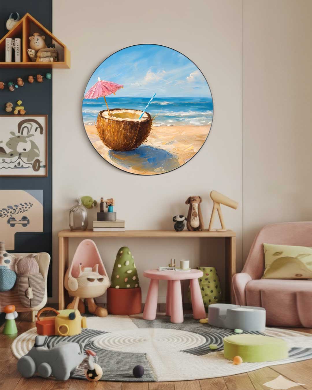 Zomerse Kokosdroom Muurcirkel-WallArtistic
