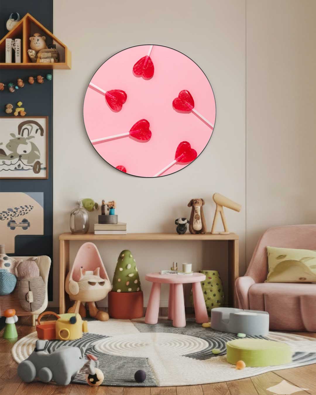 Zoete Hartjes Wanddecoratie Muurcirkel-WallArtistic